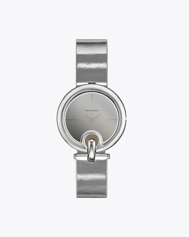 Tory Burch Damen Armbanduhr mit Piercing-Detail Silver