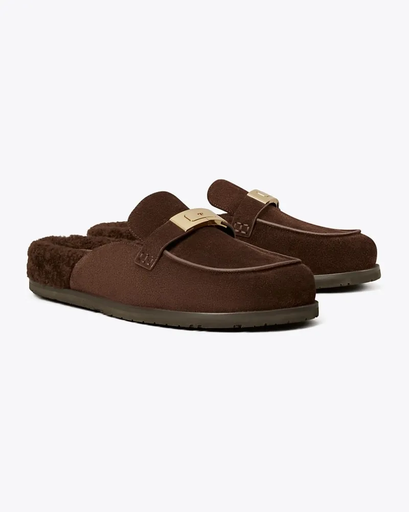 Tory Burch LeeLee Pantolette aus Lammfell Dark