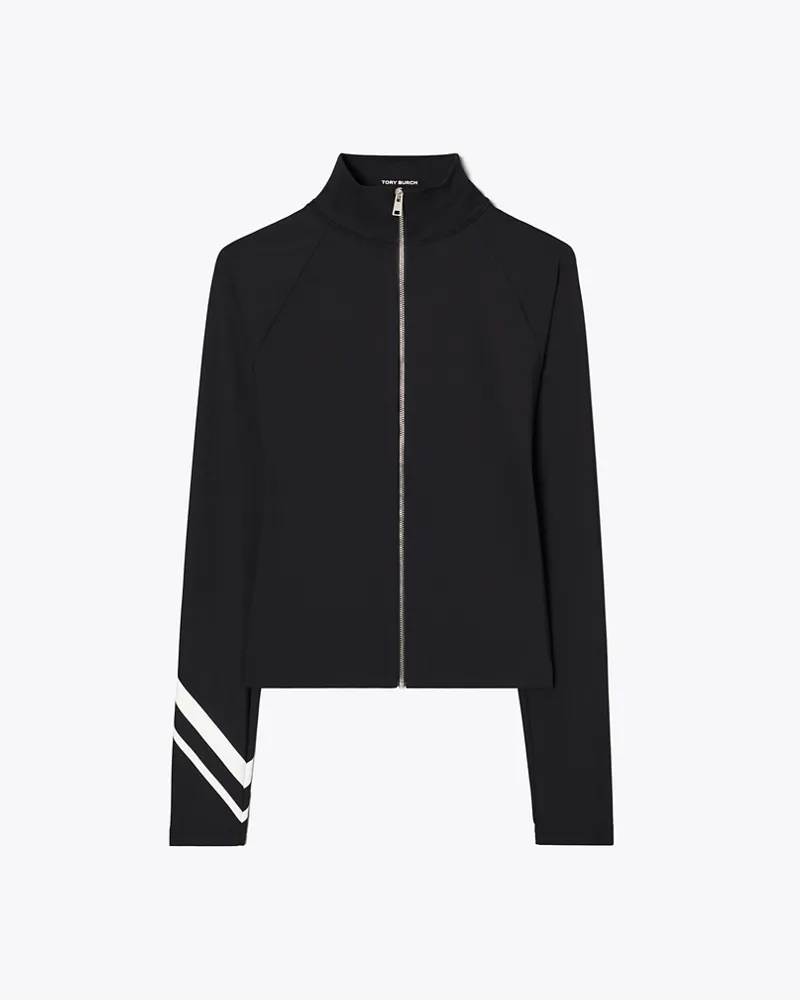 Tory Burch Damen Chevron Full-Zip Jacket Black