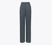 Damen Gestreifte Baumwollhose mit weitem Beinschnitt