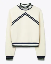 Tory Burch French Terry Chevron Crew Ivory