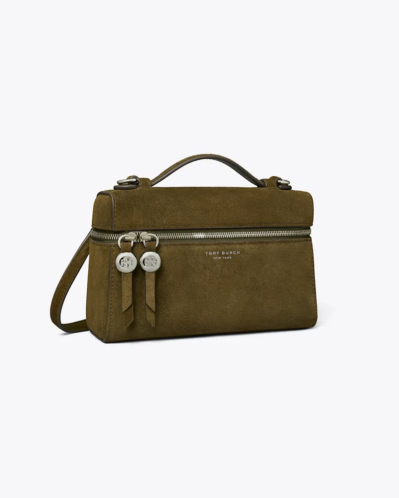 Tory Burch Damen Schlanke Romy Handtasche aus Wildleder mit Tragegriff oben Leccio
