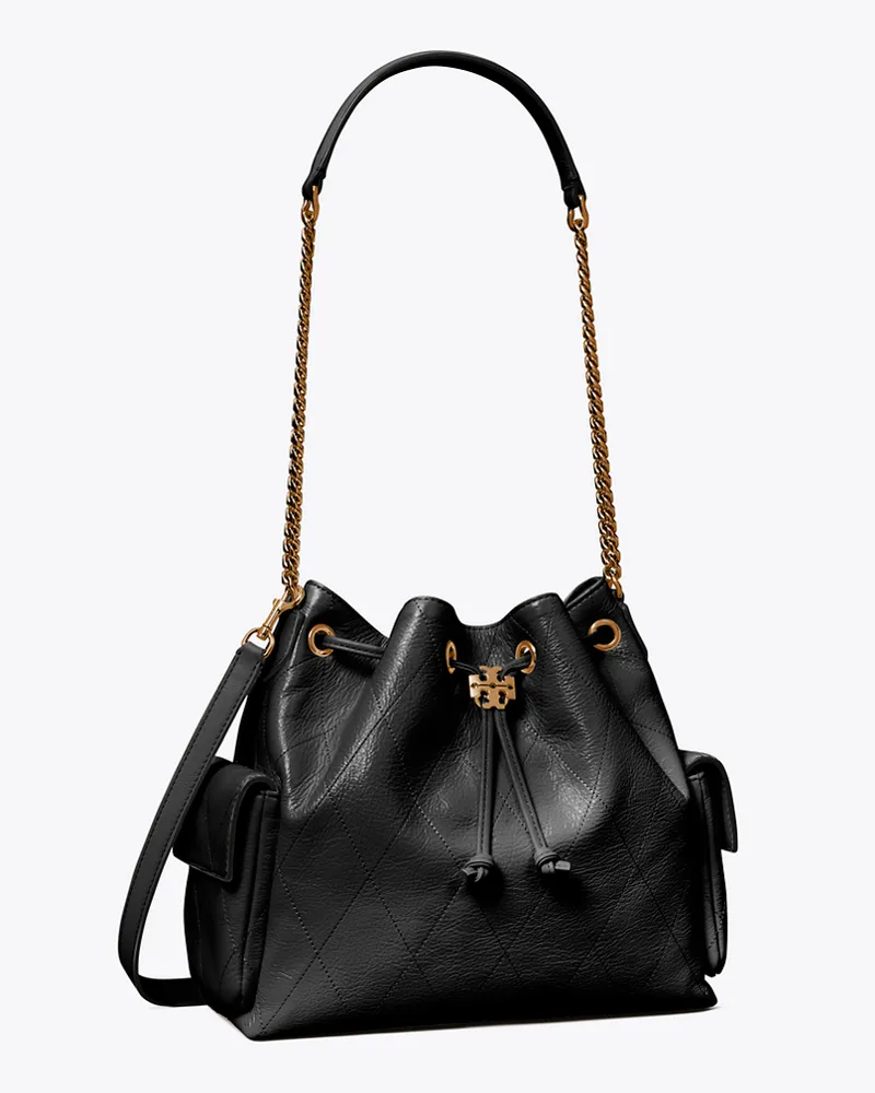 Tory Burch Damen Gesteppte Charlie Schultertasche mit Tunnelzug Black