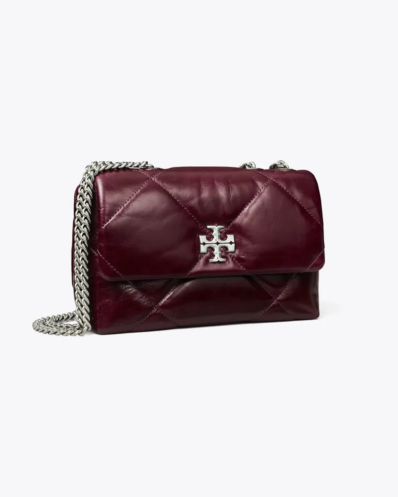 Tory Burch Damen Kleine Kira Schultertasche in Vintage-Optik mit Rautensteppung Dark