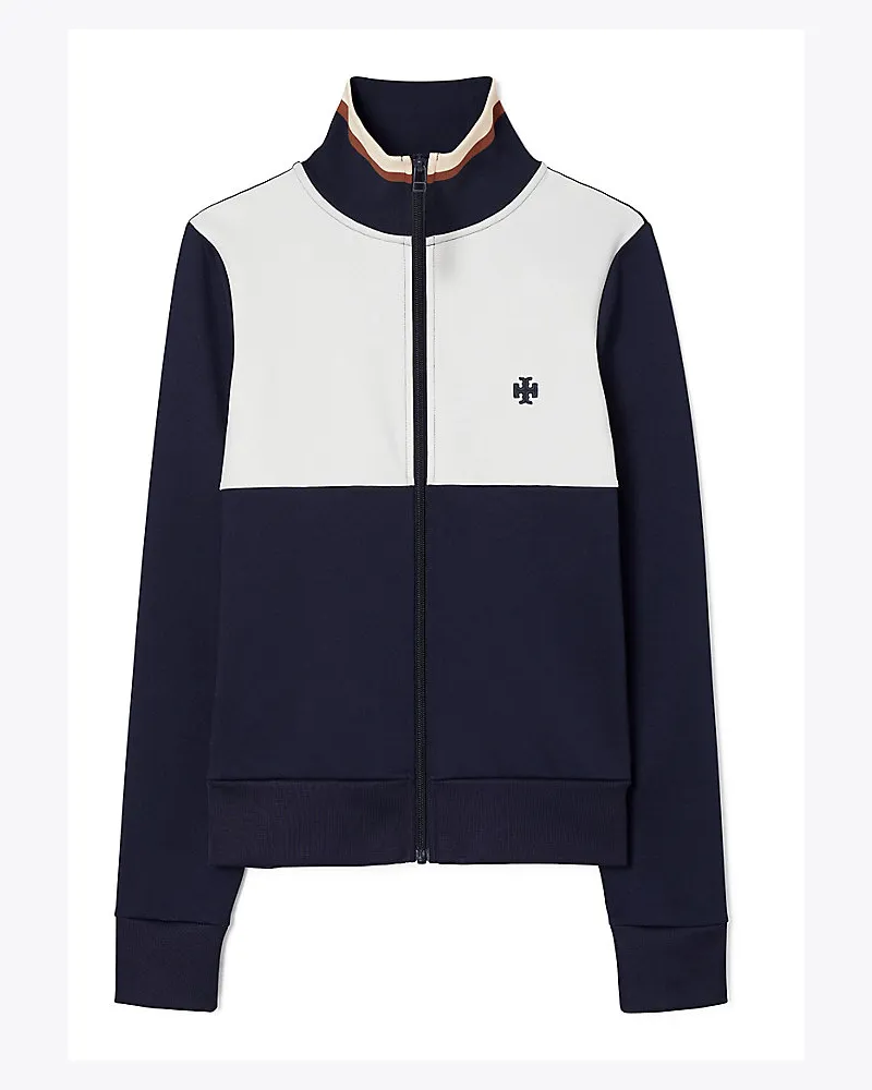 Tory Sport Zweifarbige Retrostrick-Trainingsjacke Tory