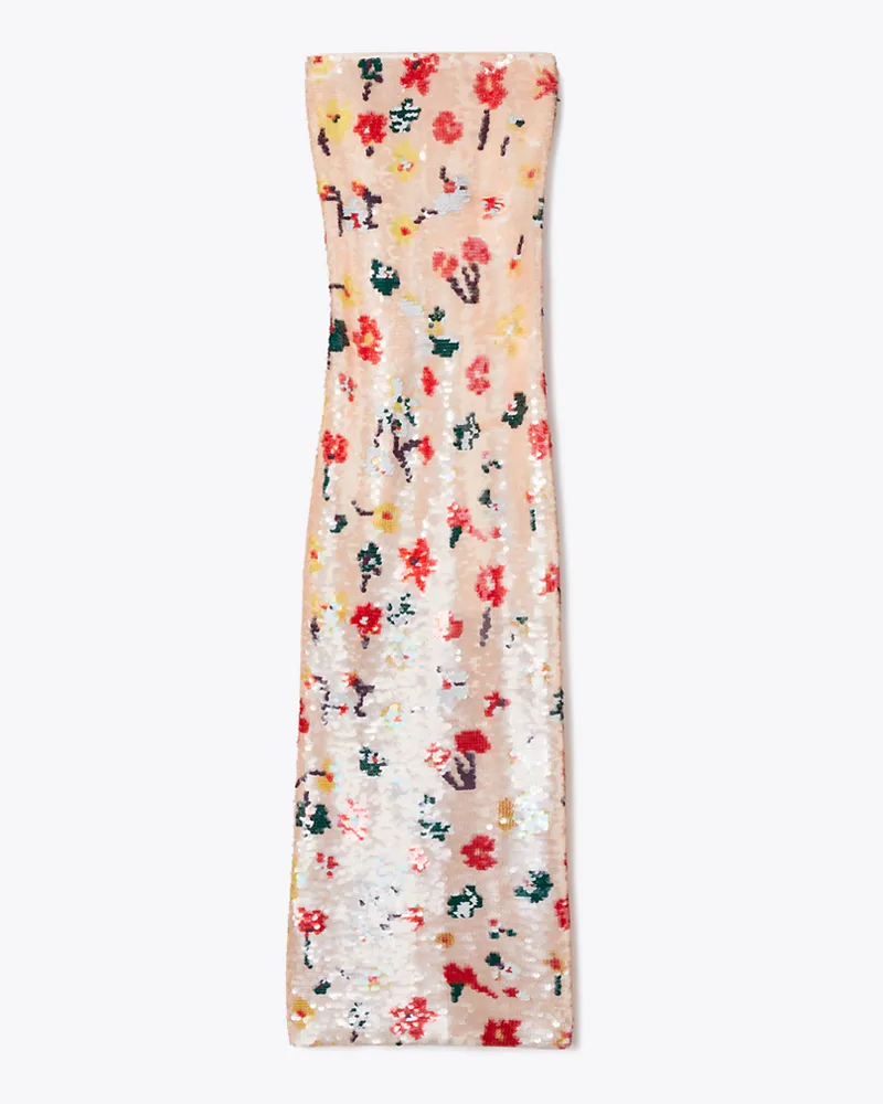 Tory Burch Damen Trägerloses Paillettenkleid Pink