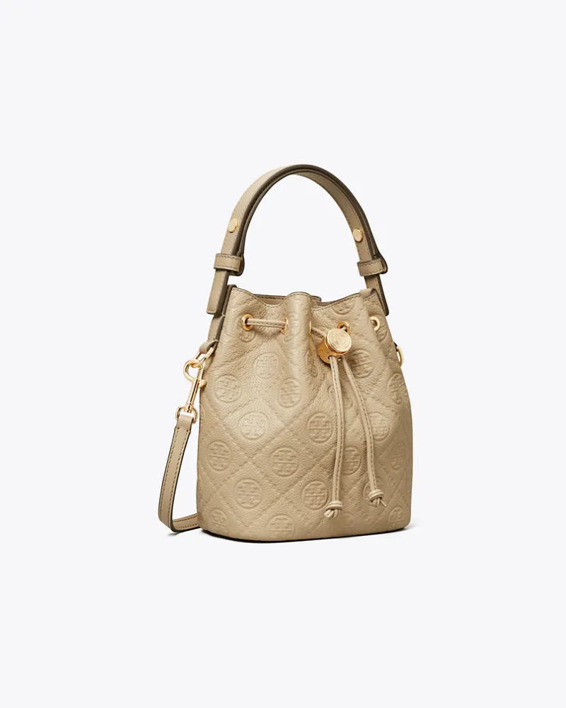 Tory Burch Damen Strukturierte Mini Bucket Bag mit T-Monogramm Fresh
