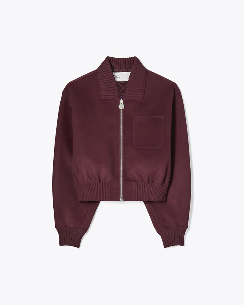 Tory Burch Damen Wendejacke aus Wolle Burgundy