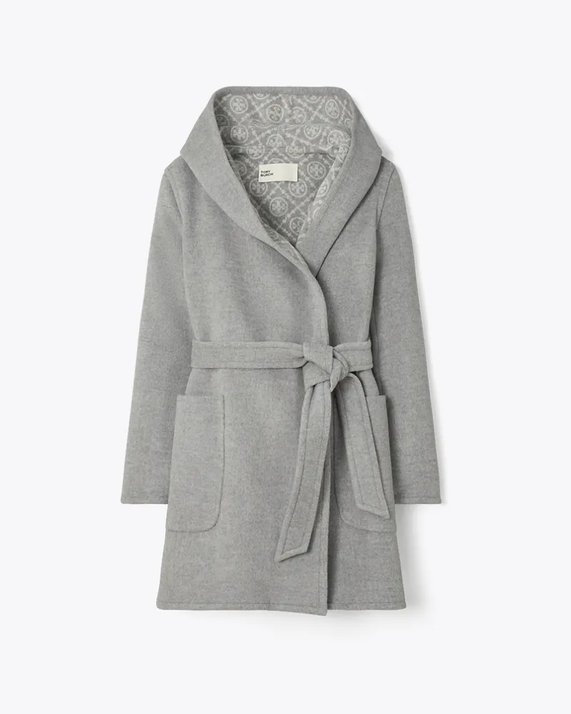 Tory Burch Damen Wollmantel mit Kapuze Gray