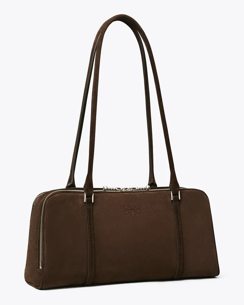 Tory Burch Damen Small Marshmallow Suede Satchel Dark