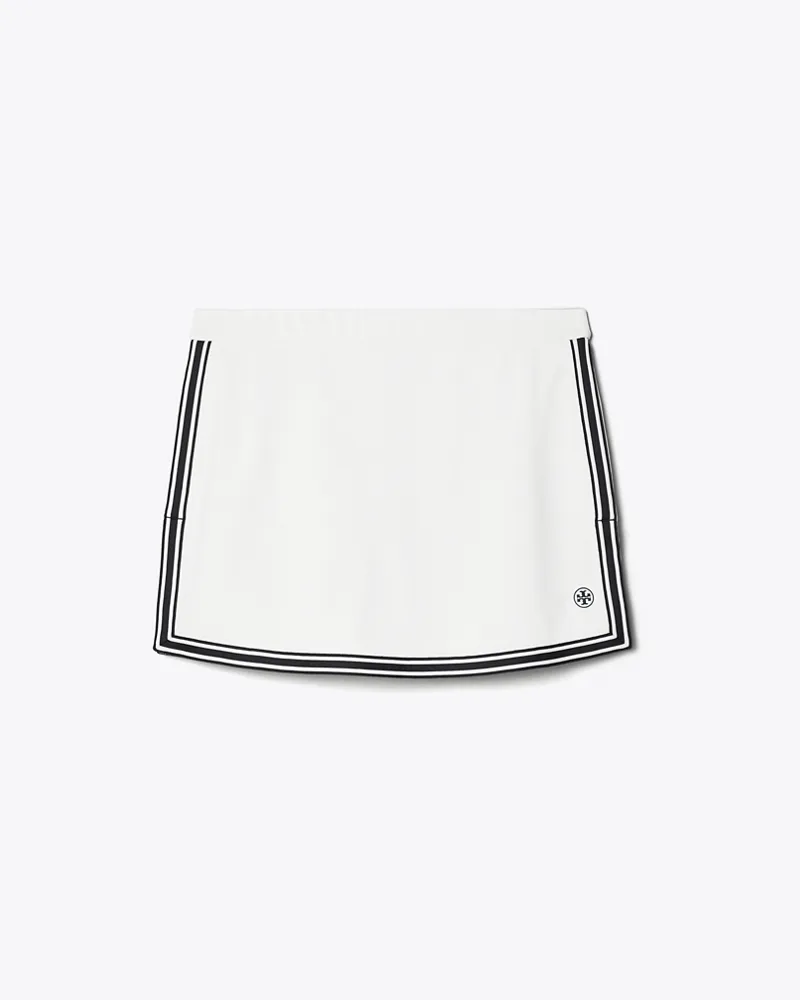 Tory Burch Damen Tennisrock aus Funktions-Piqué mit Seitenschlitz in Weiß Snow