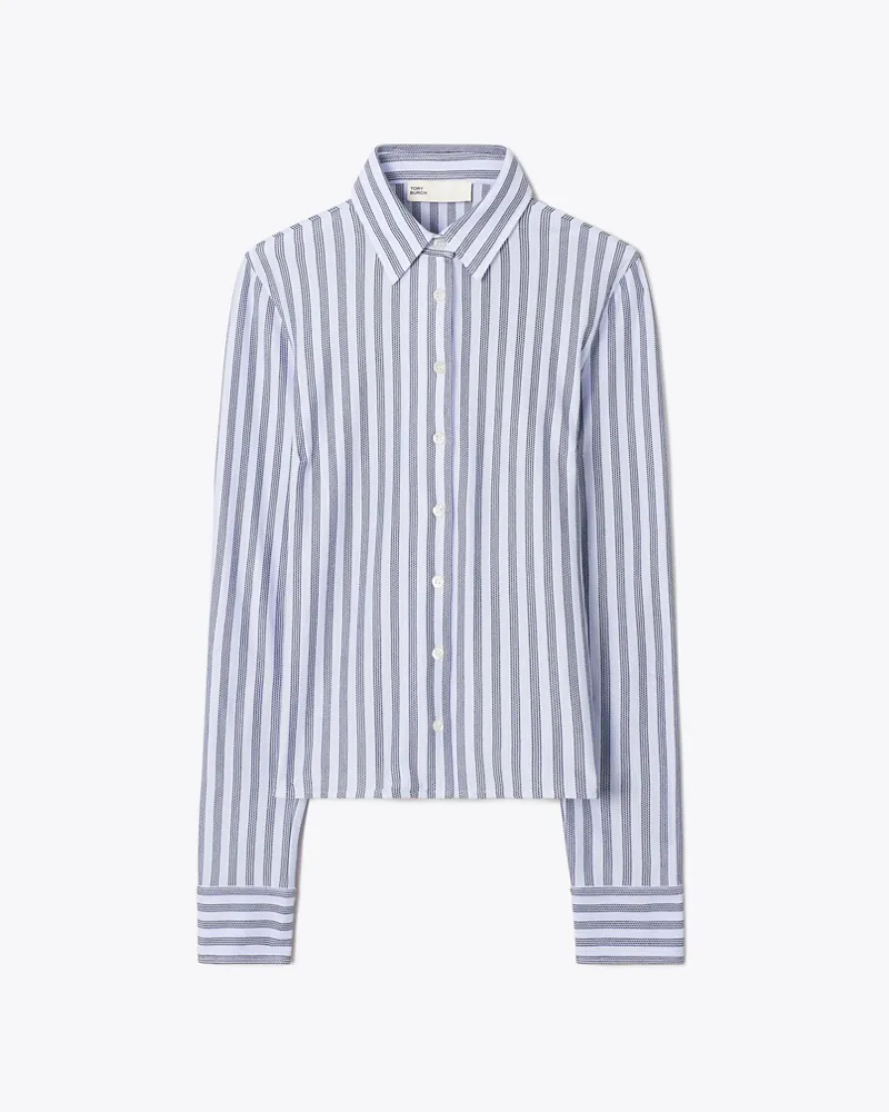 Tory Burch Gestreiftes Poloshirt aus Baumwoll-Piqué Frozen