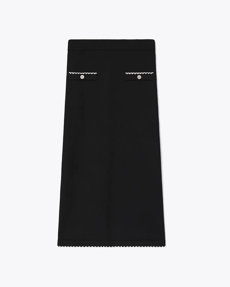 Tory Burch Wollrock mit Wellenkante Black