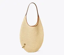 Damen Weiche Strohtasche mit Piercingdetail