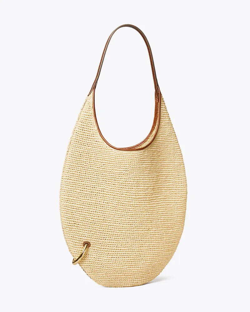 Tory Burch Damen Weiche Strohtasche mit Piercingdetail Natural