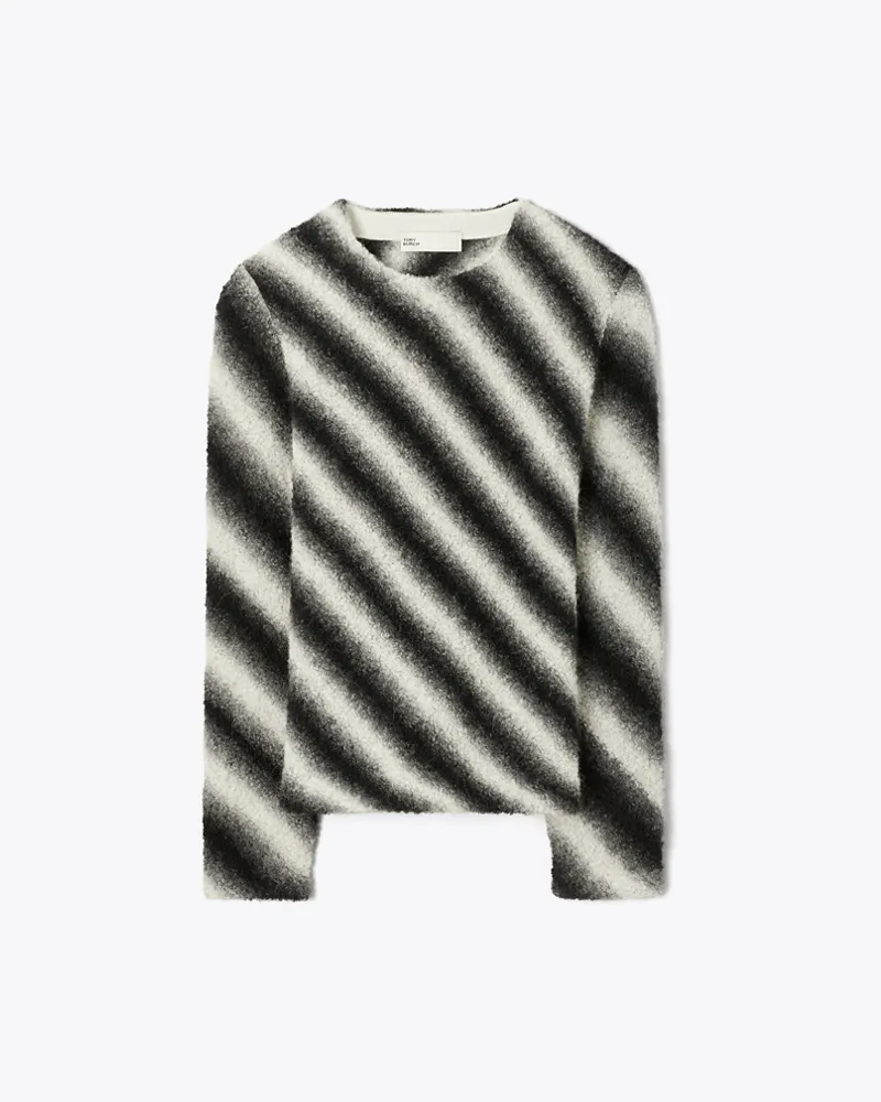Tory Burch Damen Striped Wool Sweater Ivory