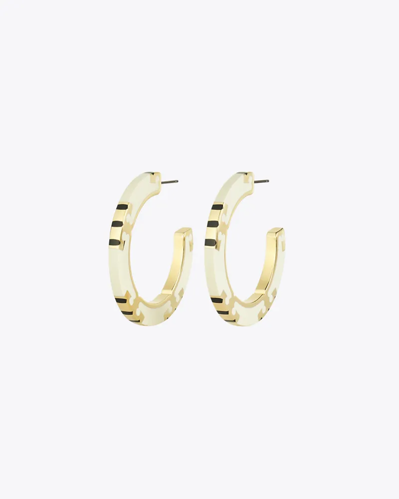 Tory Burch Damen Creolen mit T-Streifen Tory