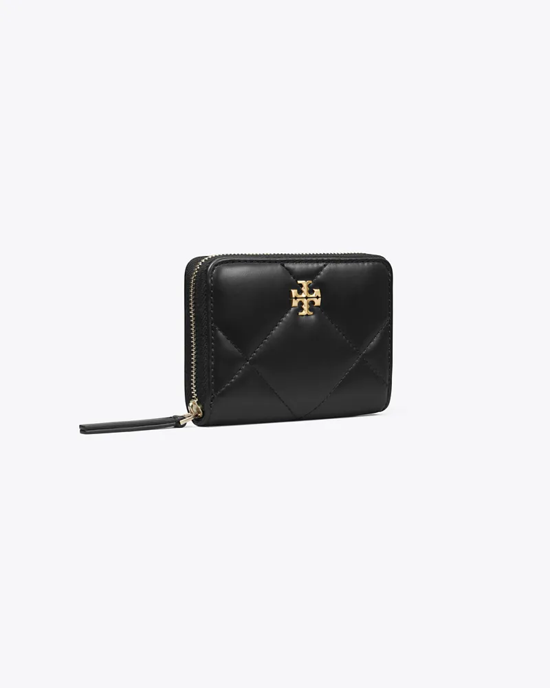 Tory Burch Damen Kleine Kira Geldbörse mit Rautensteppung und umlaufendem Reißverschluss Black