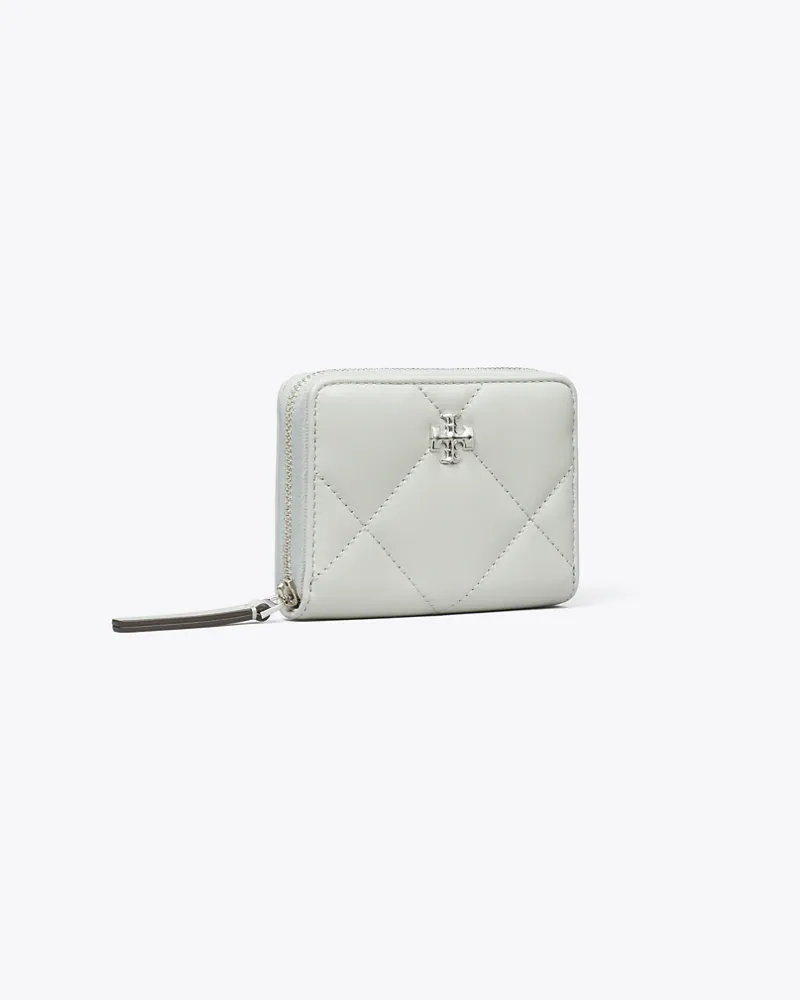 Tory Burch Damen Kleine Kira Geldbörse mit Rautensteppung und umlaufendem Reißverschluss Light