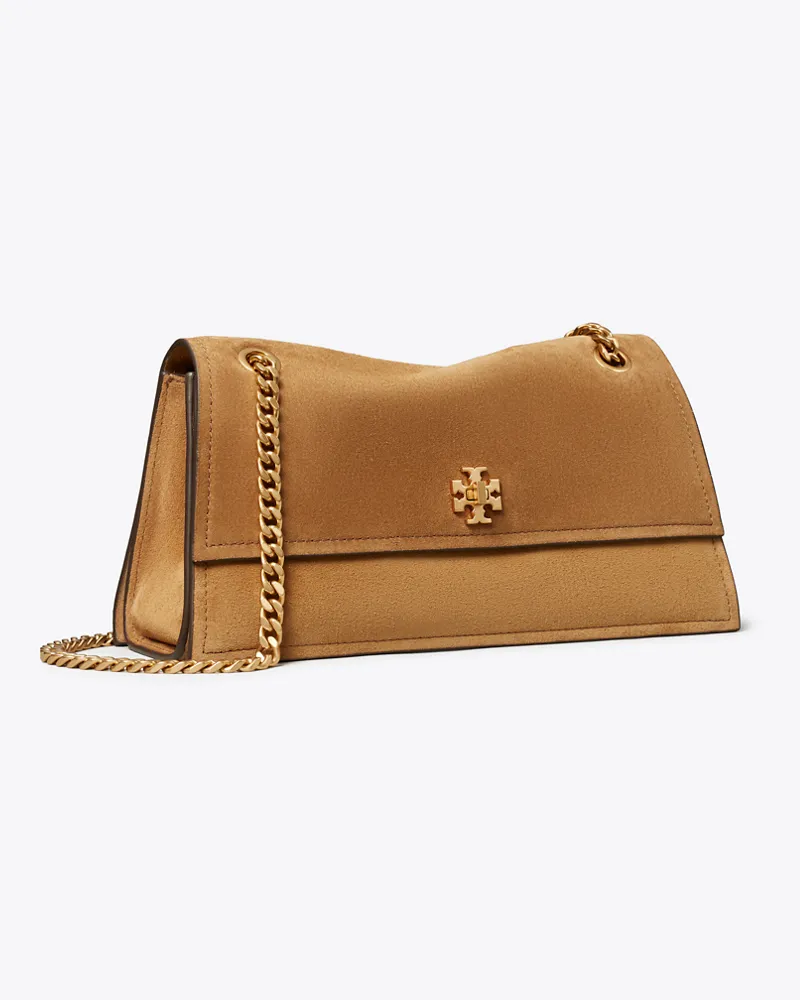 Tory Burch Damen Kira Schultertasche aus Wildleder mit Drehverschluss Toffee