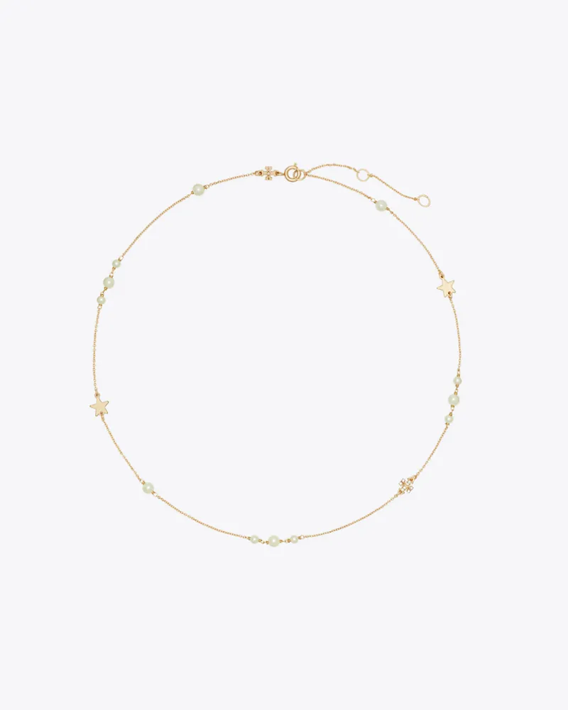 Tory Burch Damen Zarte Moondance Halskette mit Perlen und Sternen Tory