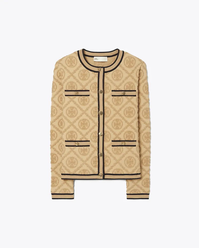Tory Burch Damen Geprägter Kendra Cashfeel Cardigan Camel