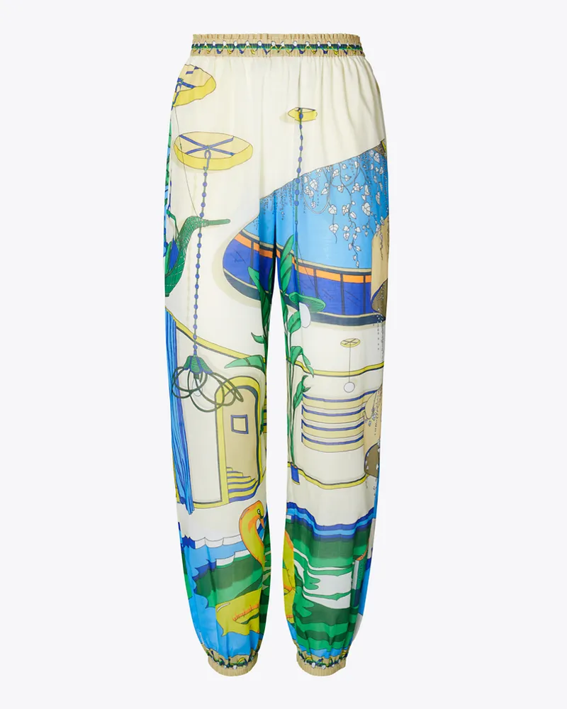 Tory Burch Damen Printed Cotton Lounge Pant Green