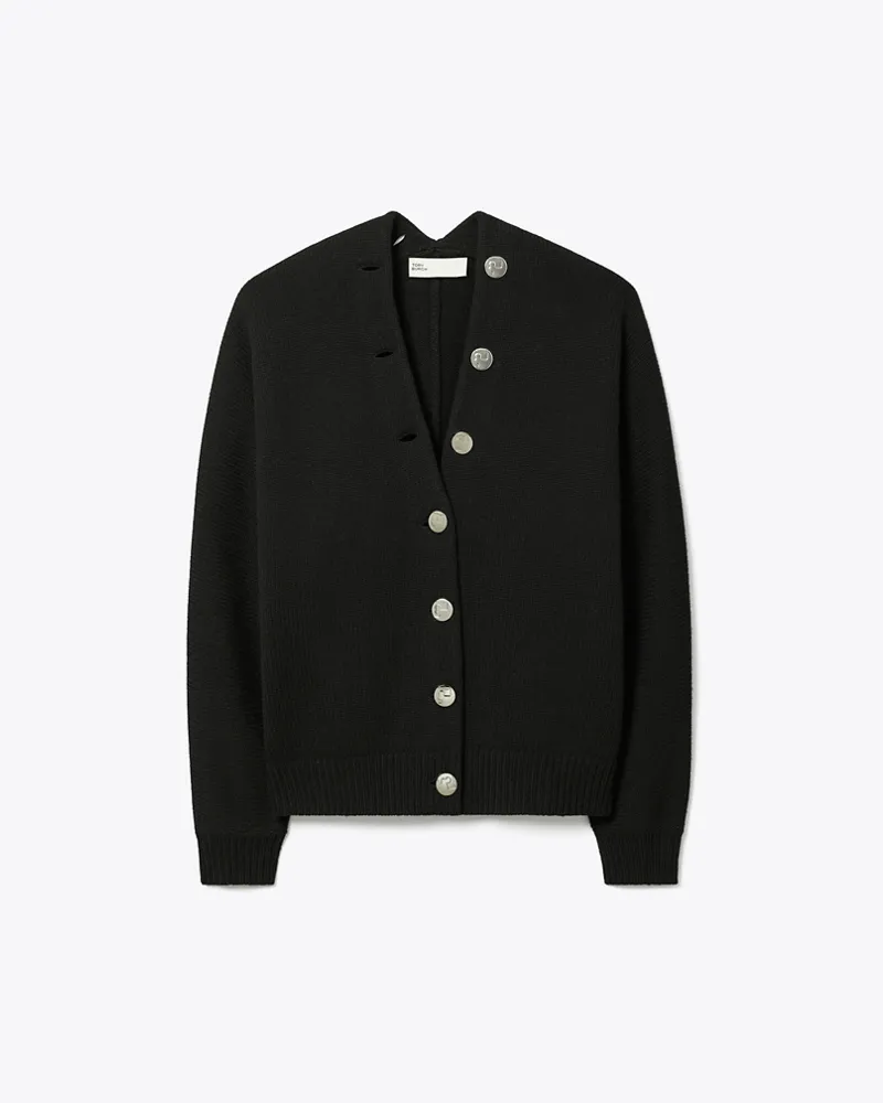 Tory Burch Damen Merino Wool Cardigan Black