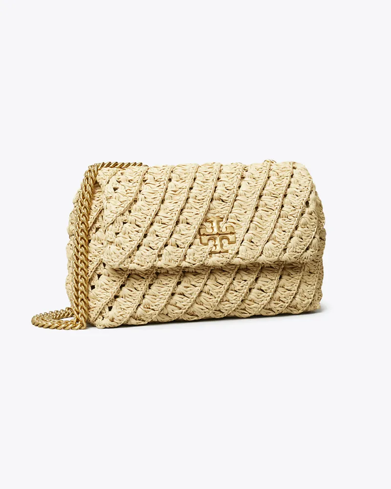 Tory Burch Damen Kleine, gewebte Kira Schultertasche Natural