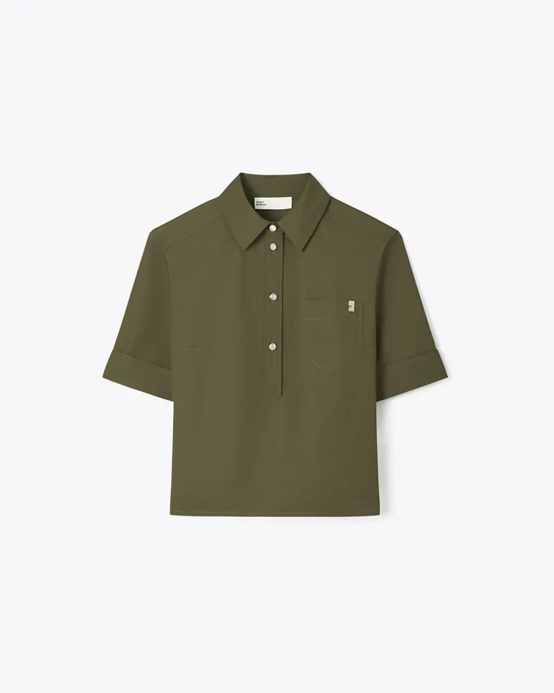 Tory Burch Damen Popelinehemd Olive