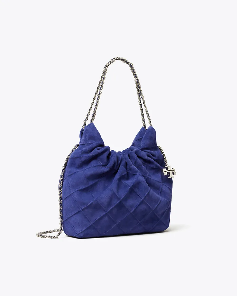 Tory Burch Damen Mini Fleming Hobo Bag aus weichem Wildleder Navy