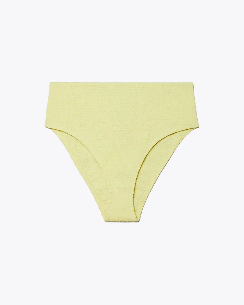 Tory Burch Damen Gesmoktes Bikinihöschen mit hohem Beinausschnitt und hoher Leibhöhe Lumen