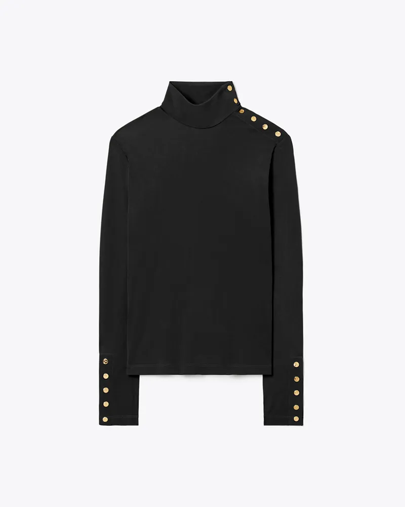 Tory Burch Damen Viscose Jersey Turtleneck Black