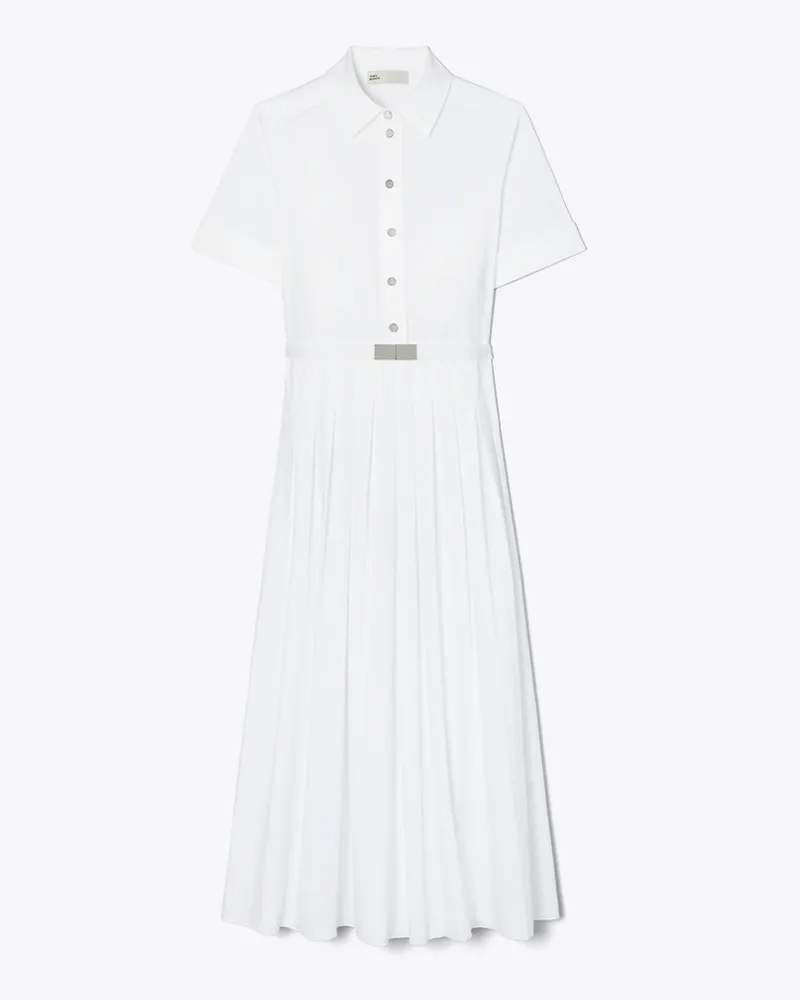 Tory Burch Damen Popeline-Hemdkleid mit Falten White