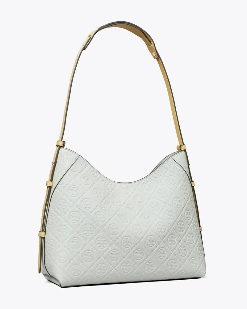 Tory Burch Damen Strukturierte Umhängetasche mit T-Monogramm Light