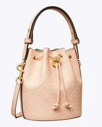 Tory Burch T Monogram Leather Mini Bucket Bag Blush