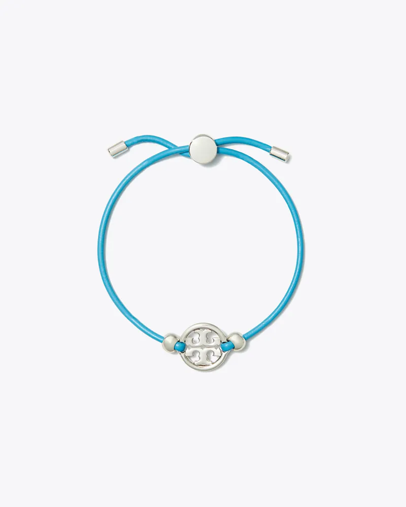 Tory Burch Damen Icon Armband mit Schiebeverschluss in Silber/Blau Tory