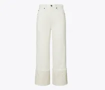 Damen Jeans mit T-Monogramm, kontrastierendem Umschlag und geradem Beinschnitt