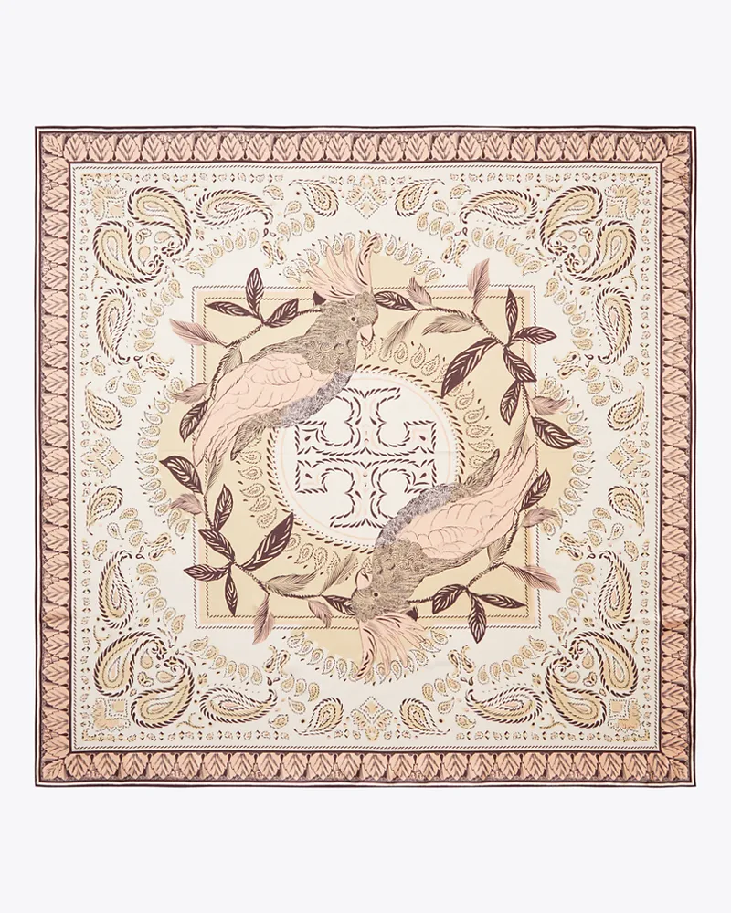 Tory Burch Damen Cockatoo Bandana Silk Square Scarf Pink