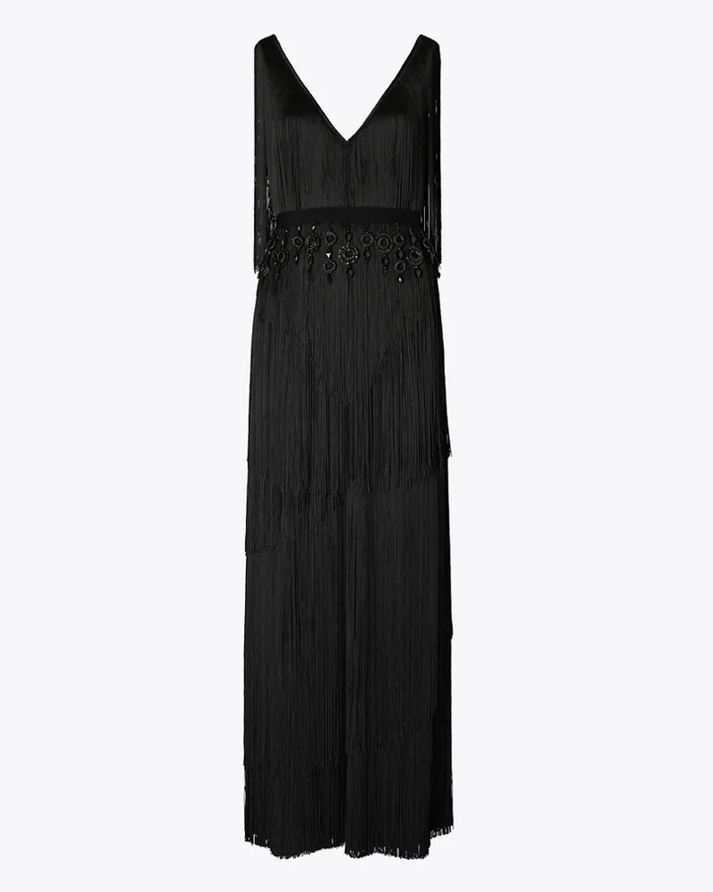 Tory Burch Damen Fringe Viscose Dress Black