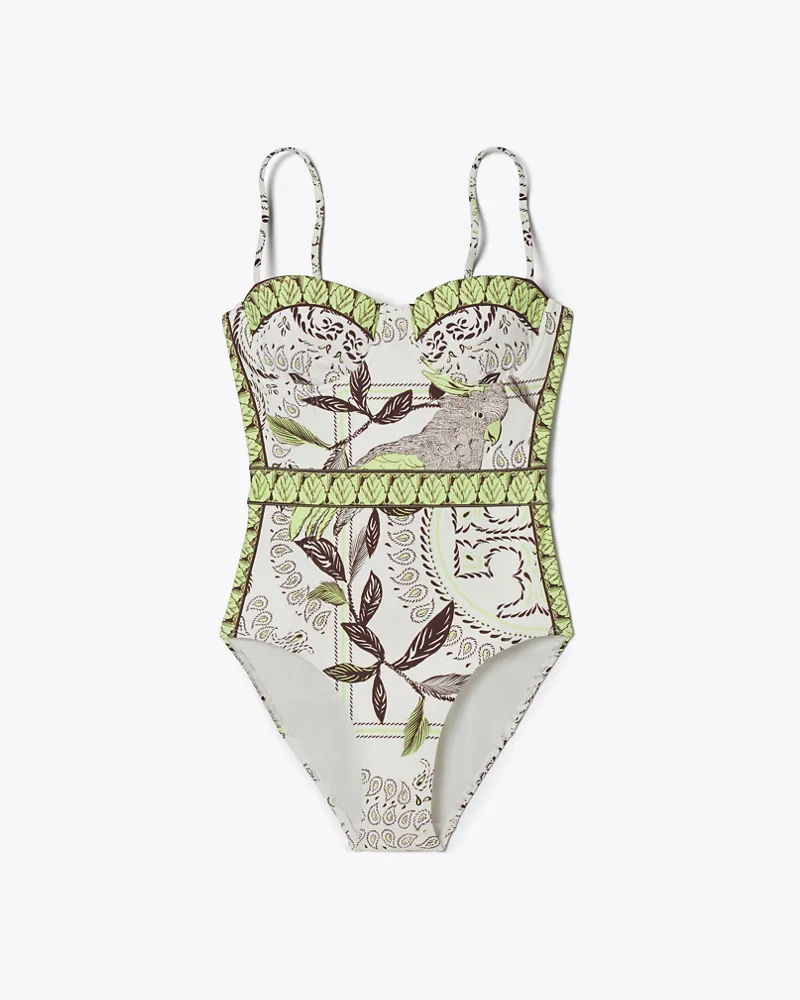 Tory Burch Damen Printed Swimsuit Mint
