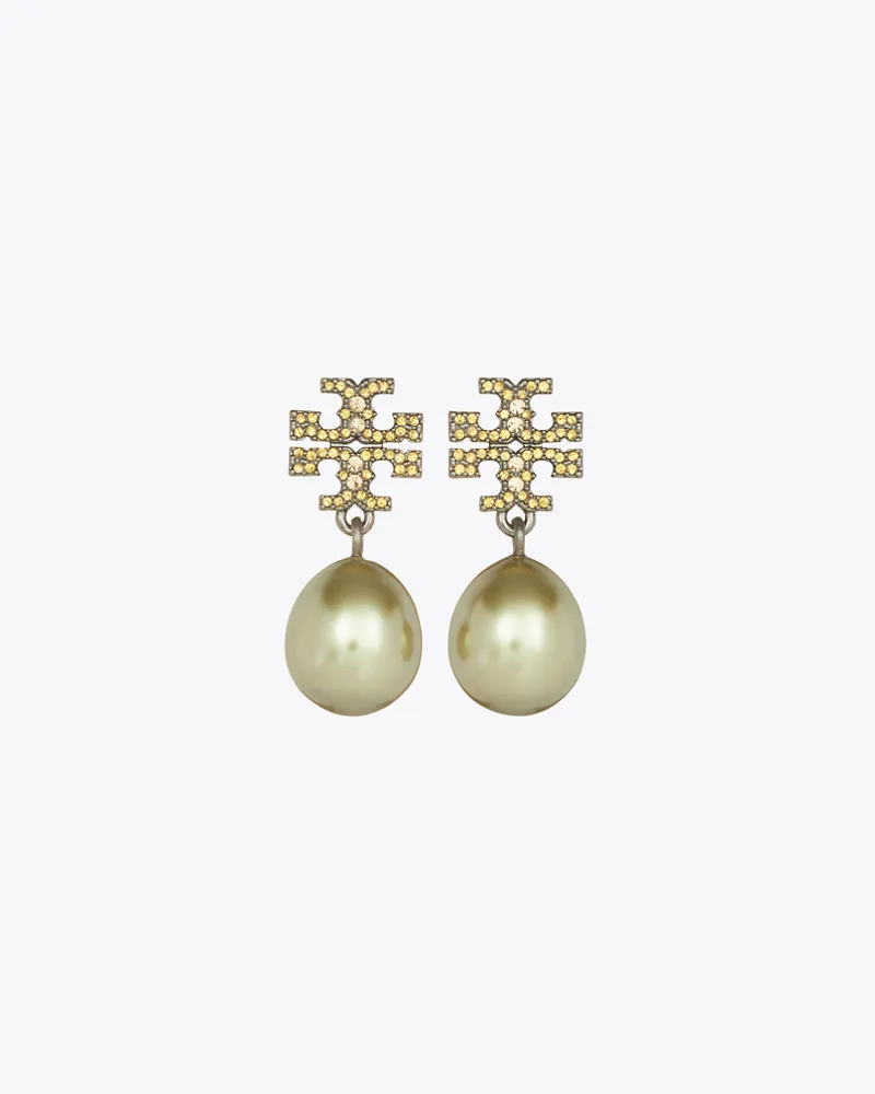 Tory Burch Damen Moondance Pearl and Pavé Drop Earring Tory