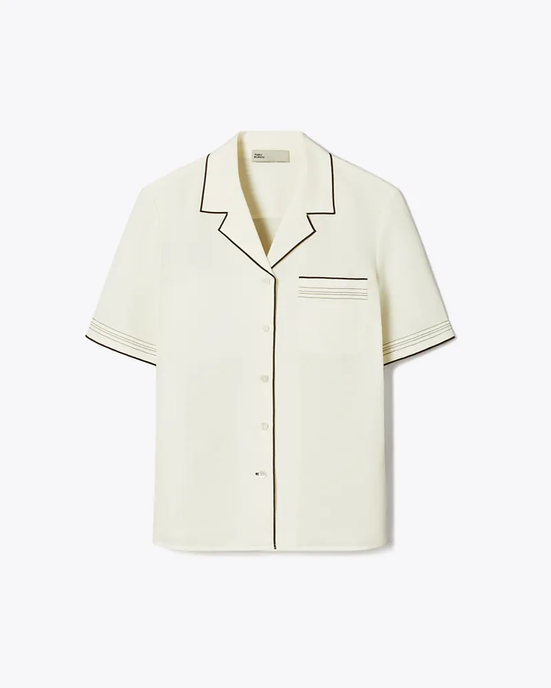 Tory Burch Damen Freizeithemd aus Leinen White