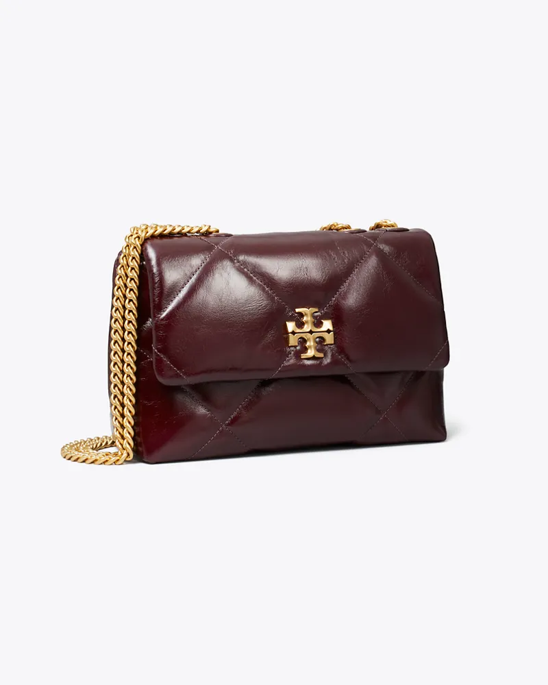 Tory Burch Kleine Kira Schultertasche in Vintage-Optik mit Rautensteppung Dark