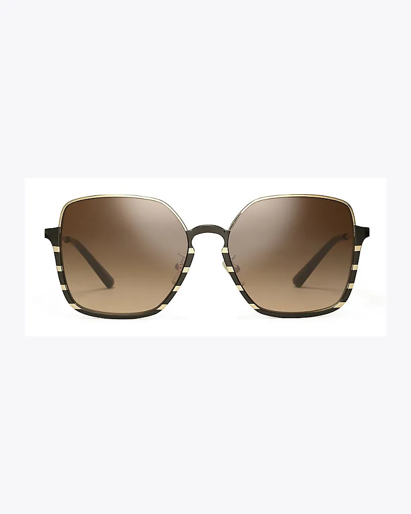 Tory Burch Half-Rim Wire Sunglasses Shiny