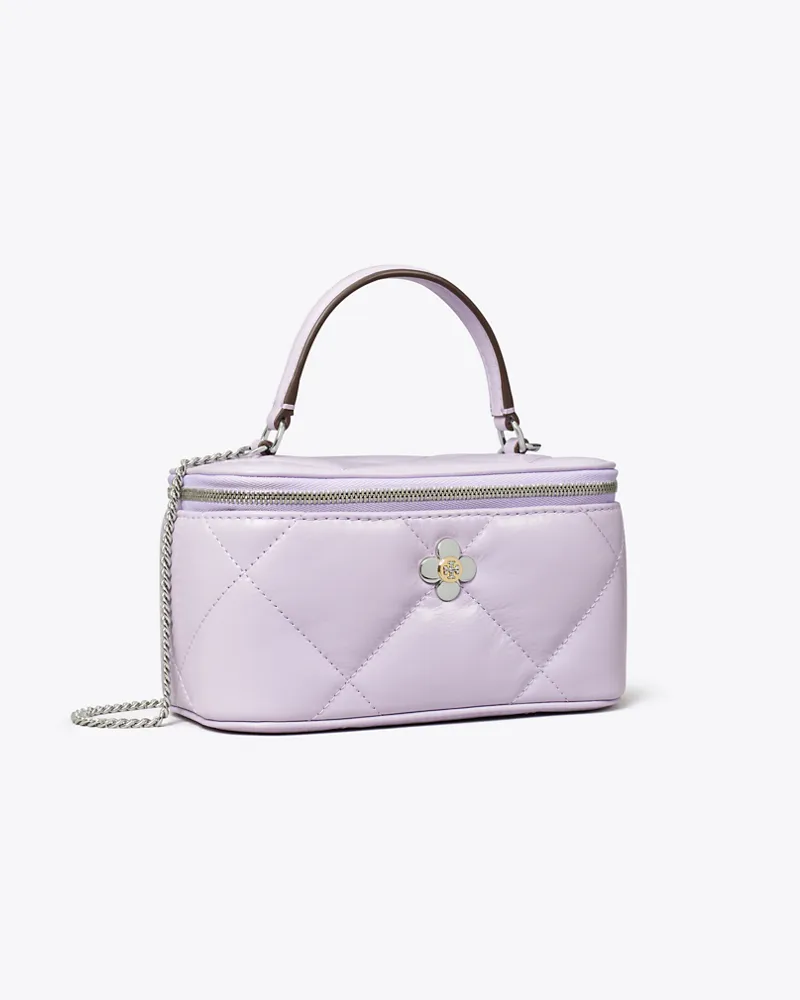 Tory Burch Damen Kira Diamond Quilt Clover Vanity Case Purple