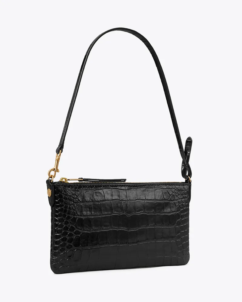 Tory Burch Pochette mit Krokoprägung Black