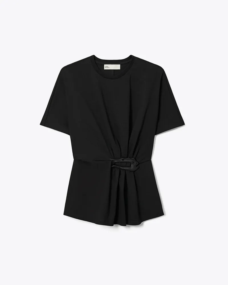 Tory Burch Damen Baumwoll-T-Shirt Black
