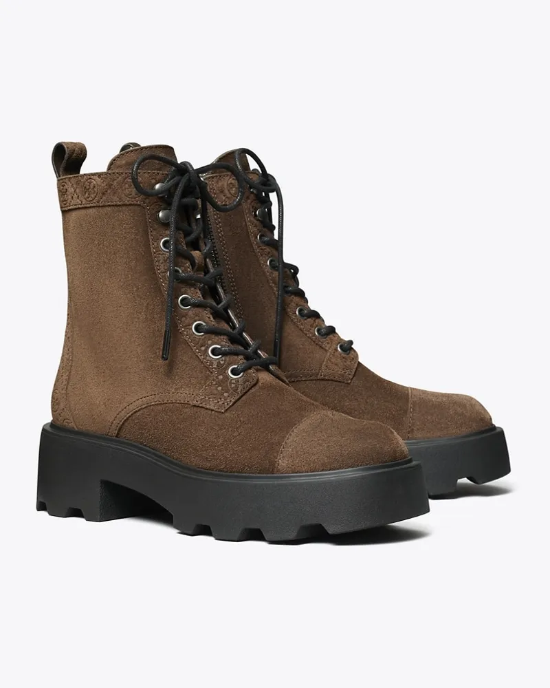 Tory Burch Damen Stiefelette mit T-Monogramm und Profilsohle Cocoa