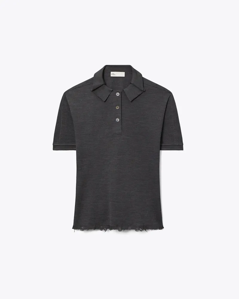 Tory Burch Damen Oversized Silk Polo Dark